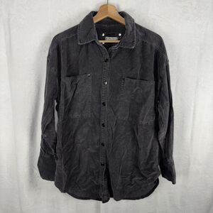 Free People We the Free Baby Corduroy Button Up Gray Shirt Jacket Oversized XS